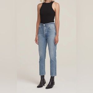 🆕 AGOLDE Riley High Rise Straight Cropped Jeans in Emulsion Size 27 A056B-1206